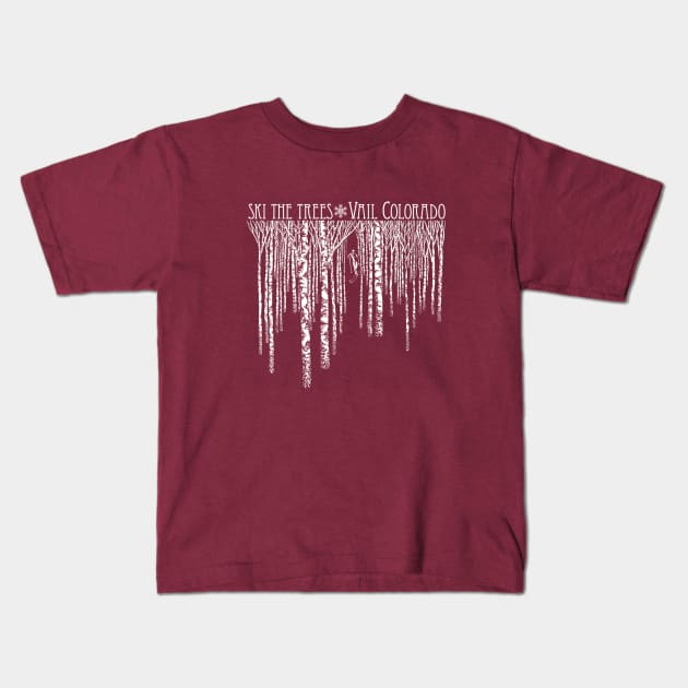 Ski The Trees - Vail Colorado Kids T-Shirt by DDGraphits